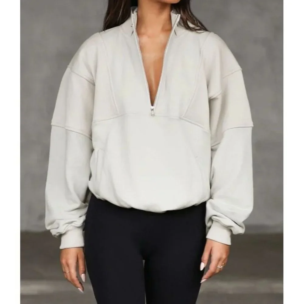 Joah Brown Retro Half Zip in Sahara French Terry - Picture 12 of 12
